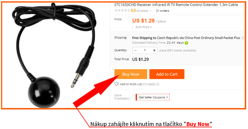 Objednanie externého prijímača 2
